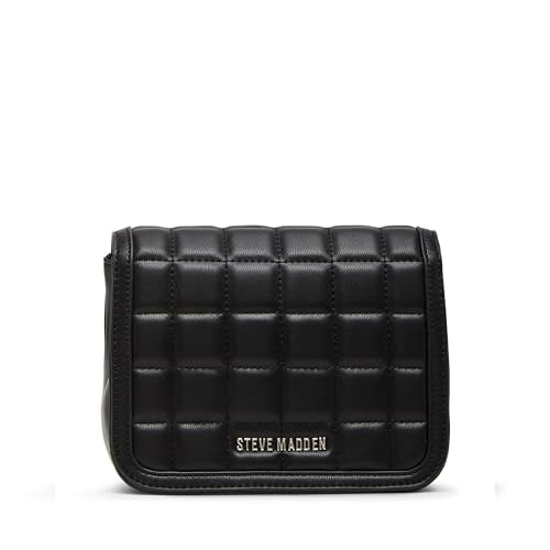 Steve Madden Women's Steve Madden Carla Mixed Quilt Flap Crossbody, Black, One Size