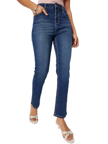 Max Women Washed Slim Straight Jeans (Blue_26)
