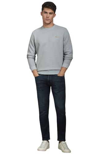 Louis Philippe Men Casual Grey Textured Sweatshirt