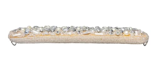 DUCHESS White Beads Crystal Handicraft Stunning Wedding Evening Party Clutch For Girls and Women's