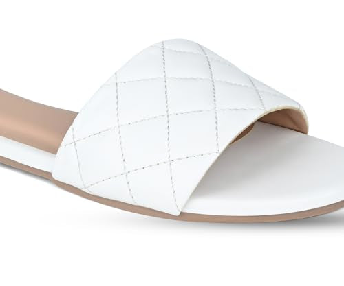 LOUIS STITCH Women’s One strap Flat Sandals | Open Toe White Comfortable Sandal | LSOF-FI02-QS | UK-5
