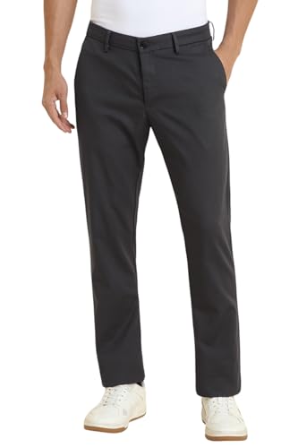 Men Grey Solid Casual Trousers