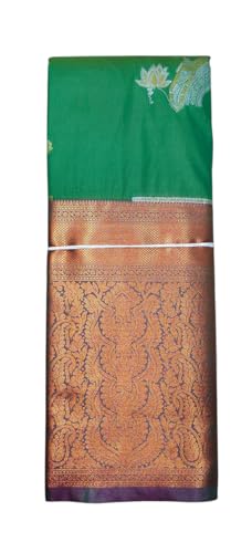 VFCollections Women's Traditional Handloom Kanchipuram Silk Pure Pattu Sarees | Rich Zari Woven Design | Unstitched Blouse (VFC519-2)