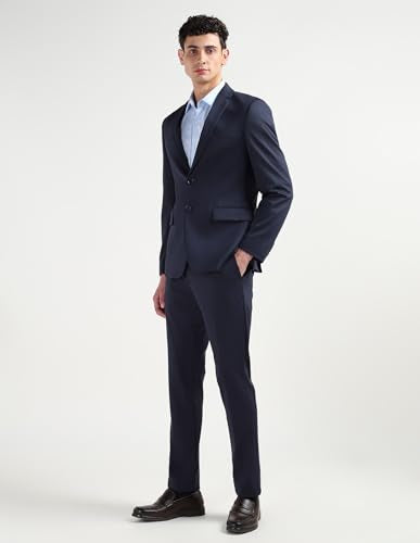 Arrow Men's Zero Calorie Slim Fit Textured Suit (ARAISU5604_Navy_36)