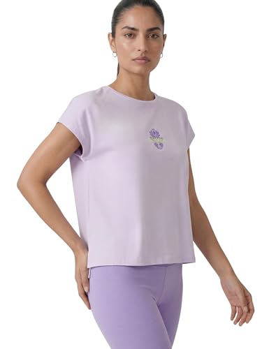 Enamor Pull on Sleeveless Crew Neck Regular Length Cotton T-Shirt for Women with Embroidery Details, Relaxed Fit - E3G7
