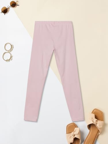 Max Girls Solid Leggings (Pink_14-16 Y)