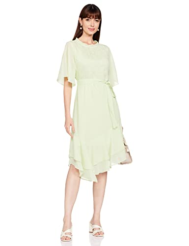 AND Women's Polyester A-Line Mini Dress (SS22AJ108DRPG_Lime_8)