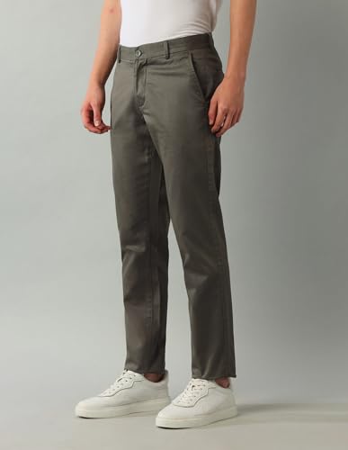 Arrow Men's Printed Slim Fit Acrylic Casual Trouser Olive