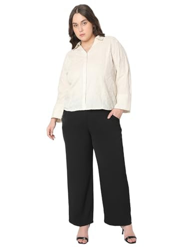 VERO MODA Curve Women's Cotton Regular Fit Off White Shirt