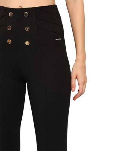 ONLY Women's Solid Skinny Fit High-Rise Black Leggings