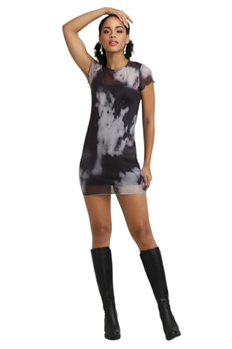 Forever 21 Women's Polyester Blend Modern Mini Dress (FWS24CDRF013401_Black