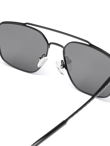 Carlton London Men Premium Polarised UV Protected Black Lens Black Toned Rectangle Sunglasses