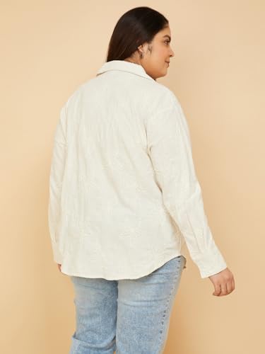 Max Women Embroidered Shirt (Beige_3XL)