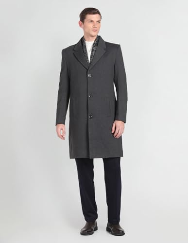 Arrow Notch Lapel Collar Solid Trench Coat