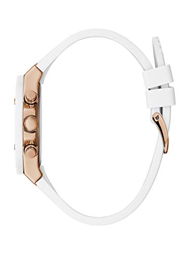 GUESS Athena Analog Watch for Women with White Round Dial & White Silicone Strap Band Water Resistant Women's Wrist Watches - GW0030L3