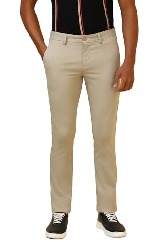 Men Beige Textured Casual Trousers