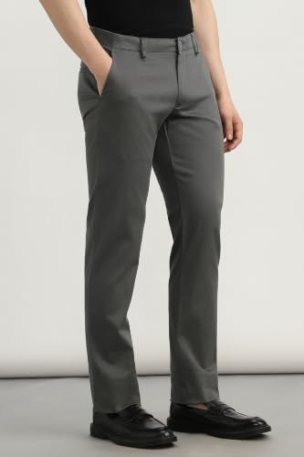 Men Grey Solid Casual Trousers