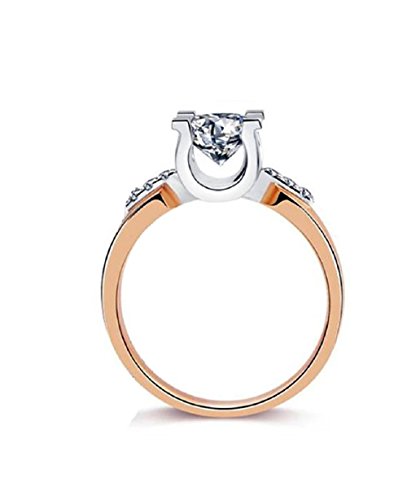 RUVEE Hortensia Rose Gold Crystal American Diamond Crystal Alloy Ring for Women & Girls Valentines Day Special (6)