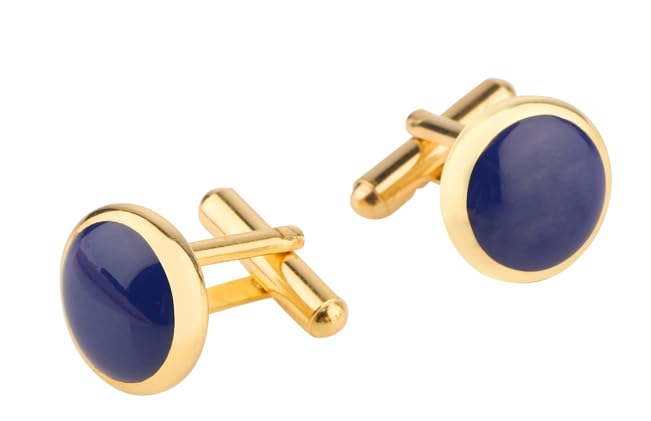 TRIPIN Cufflink Set for Men in a Gift Box (BIG GOLDEN BLUE)