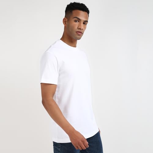 Calvin Klein Department295 Solid Regular Fit T Shirt (J325651YAF_Bright White XXL)