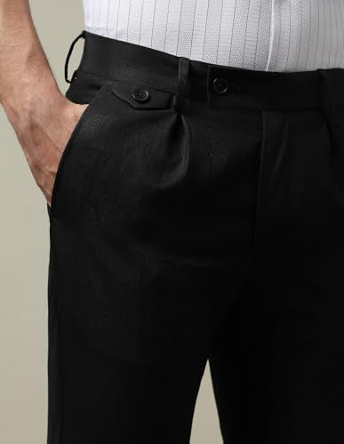 Arrow Men's Twill 1851 Pleated Trousers (ARAKTR2152_Black_30)