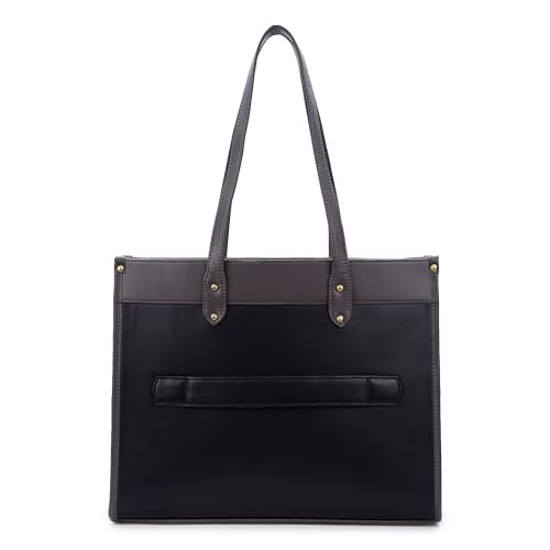 K London Vegan Leather Handbag For Women-Girls | Satchel Bag for Womens | Fit Upto 15 Inch Laptop | Shoulder Bag | Ladies Purse | Tote Bag With Top Double Handle Handbag For Women(2313) (Black)