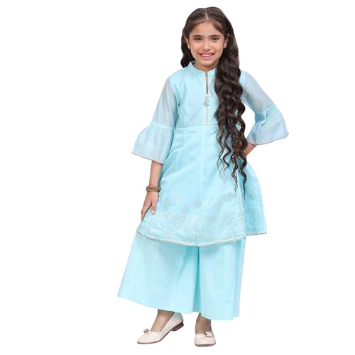 Biba Girls Polyester Kalidar Printed Suit Set(KW5020E_3_Blue)