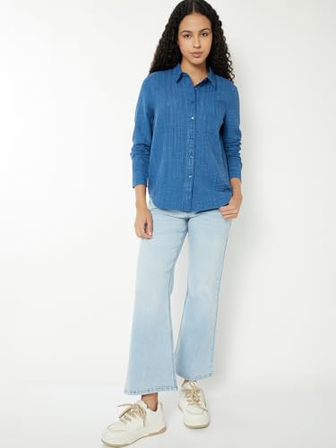 Max Women Textured Shirt (Blue_XXL)