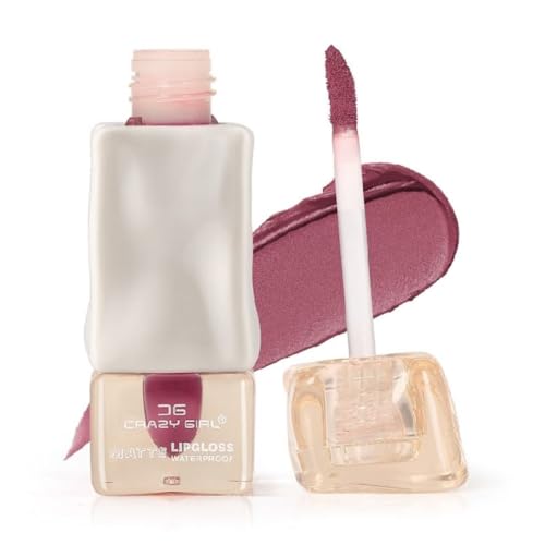CRAZY GIRL Waterproof Matte Lip Gloss – Frozen Lip Glaze | Long-Lasting, Smudge-Proof & Lightweight Enriched With Vitamin E & Aloe (Dry Rose, Regular)