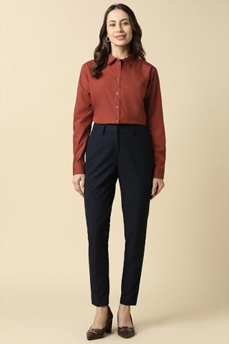 Allen Solly Women's Solid Regular Fit Shirt (AHSFCRGBJ82447_Brown