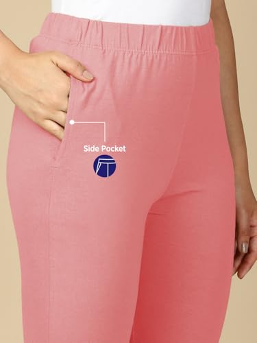 Lux Cozi PYNK Women's Solid Premium Cotton Lycra Kurtipant with Side Pocket_COZI_PYNK_KURTIPANT_35_FS_1PC Fuchsia