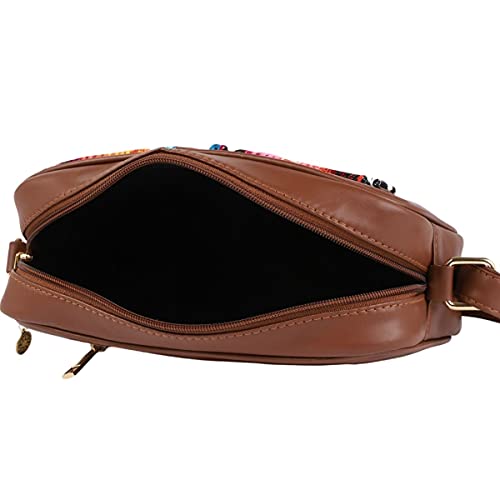ACCESSHER stylish trendy Brown & Multi Solid Sling Bag for girls and women pack of 1