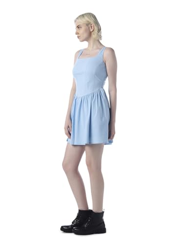 ONLY Women's Solid Fit and Flare Blue Dress