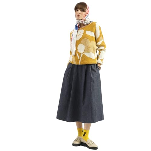 United Colors of Benetton Round Neck Floral Garden Sweater (Size: XXL)-25A1099W3M78IL15 Yellow