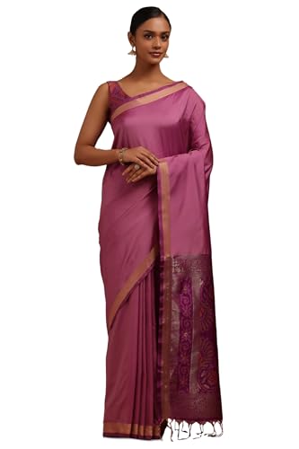 Soch Womens Lavender Silk Solid Saree