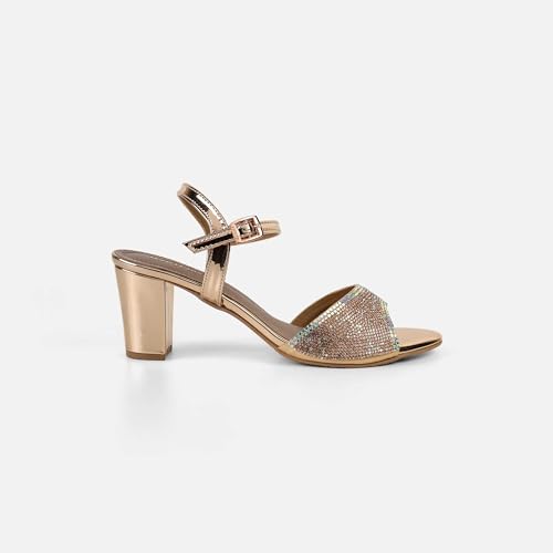 Mochi Women's Back Strap closure Casual - Slides with Block Gold Heel UK/7 EU/40(54-216)