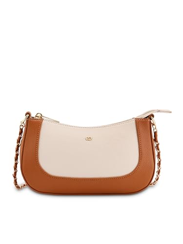 Symbol Premium Women's Sling Bag crafted from Imported PU | Stylish Handbag | Ladies Purse (SP-SS25-CARL-BAG-07_Tan+Cream_Free Size)