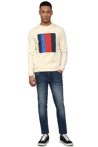 Allen Solly Men Cream Crew Neck Full Sleeves Casual Sweatshirt