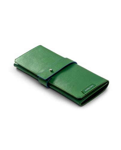 DailyObjects Row Portable Smart Watchband Organiser Case | Compatible with Apple Watchbands | Holds Upto 4 Band/Straps | Vegan Leather | Zipper Compartment with Charger Pocket - Green