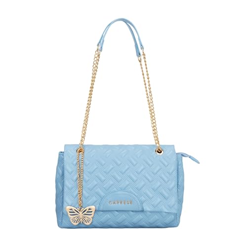 Caprese Cloud Large Sling Bag for Women | Embossed Faux Leather Shoulder & Crossbody Bag | Adjustable Strap | Multi-Compartment Purse with Zipper Closure & Elegant Butterfly Charm (Powder Blue)