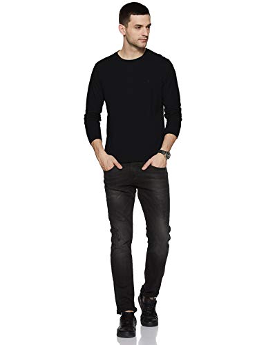 Van Heusen Men Athleisure Anti Bacterial Regular Fit T-Shirt - Smart Tech, Easy Stain Release, Anti Stat_60037_Black_Xl