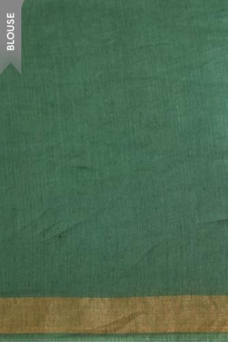 Taneira Women Dark Green Bengal Pure Silk Linen Embroidered Saree with Unstitched Blouse Piece (SAPH01AB0675-Dark Green)