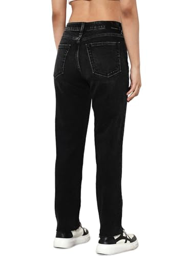 ONLY Women's Straight Fit High Rise Black Jeans