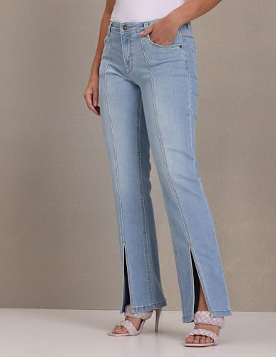 U.S. POLO ASSN. Women's High Rise Straight Jeans (UWAW22JN037_Blue_28)