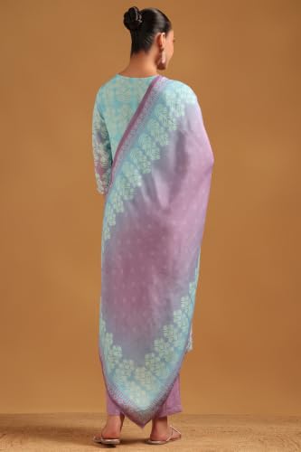 Soch Womens Blue Viscose Botanical Salwar Suit With Bead