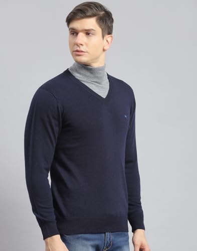 Monte Carlo Navy Solid V Neck Pullover(3XL)