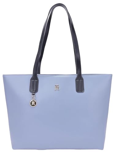 Tommy Hilfiger Solid Blue Pu Tote Bag