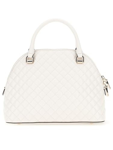 GUESS Off White Quilted Everlee Dome Satchel Bag