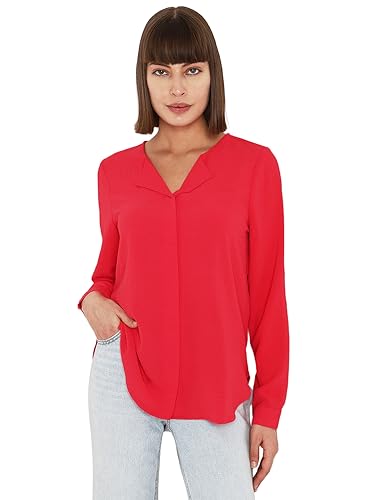 VERO MODA Women Solid Polyester Regular Fit Orange Shirt