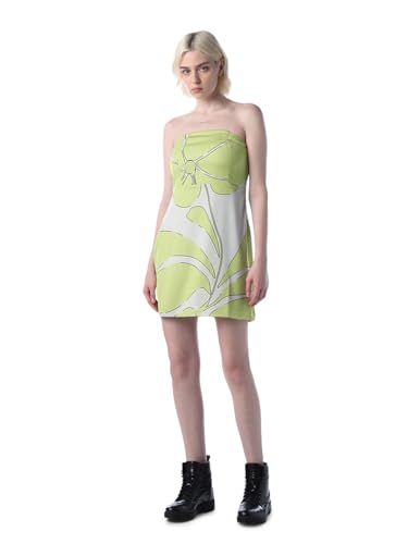 ONLY Women's Abstract Print Fit and Flare Blue Dress